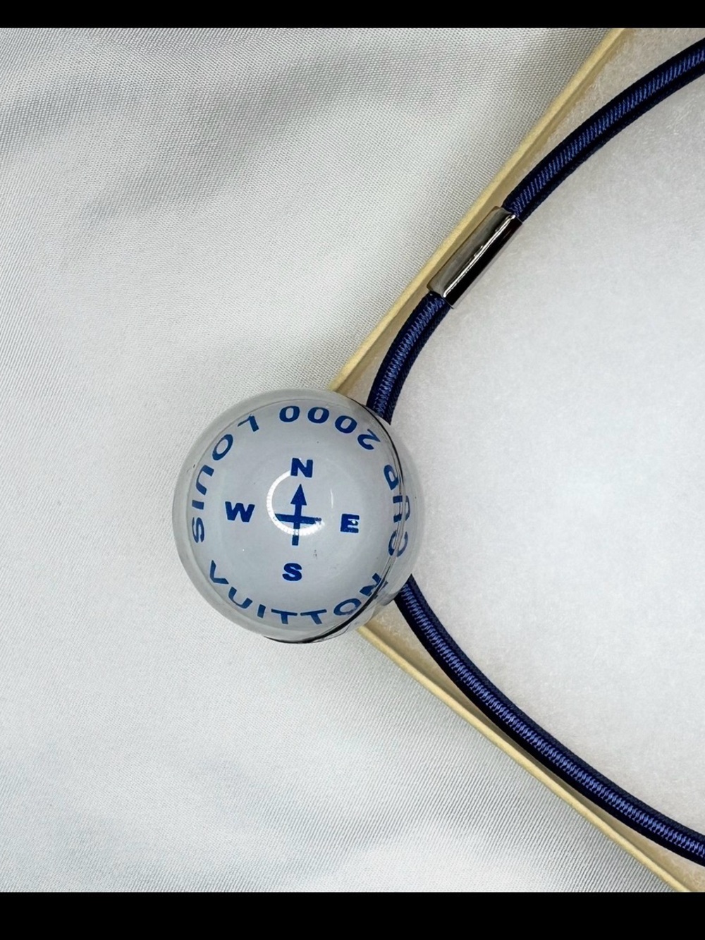 Louis Vuitton Cup 2000 Blue and Clear Compass Pendant Necklace w/COA